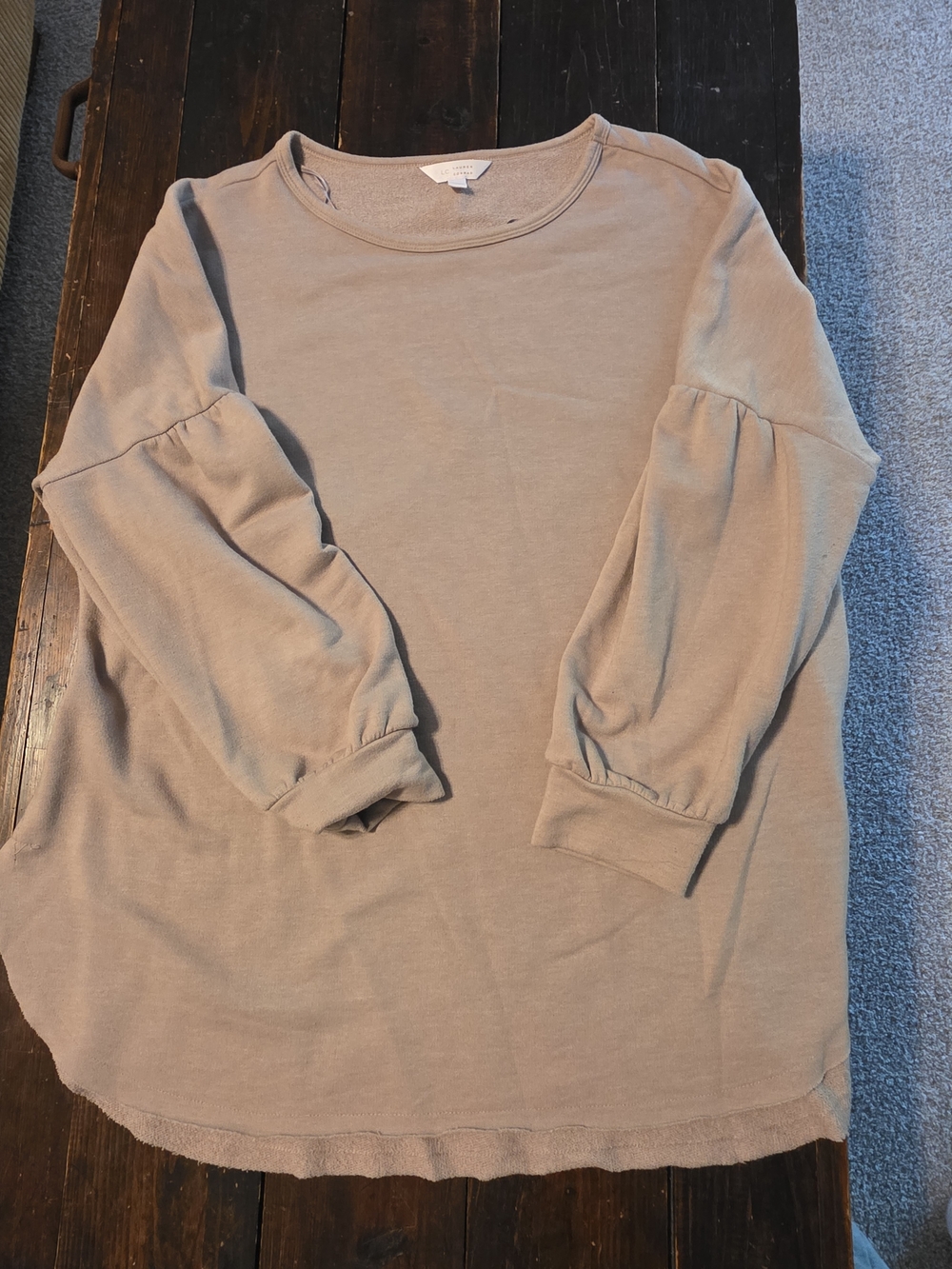 LC Lauren Conrad Taupe Balloon Sleeve Sweatshirt